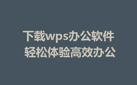 下载wps办公软件 轻松体验高效办公