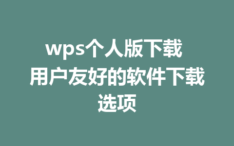 wps个人版下载 用户友好的软件下载选项