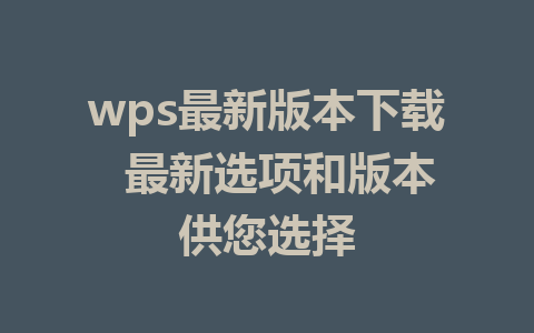 wps最新版本下载  最新选项和版本供您选择