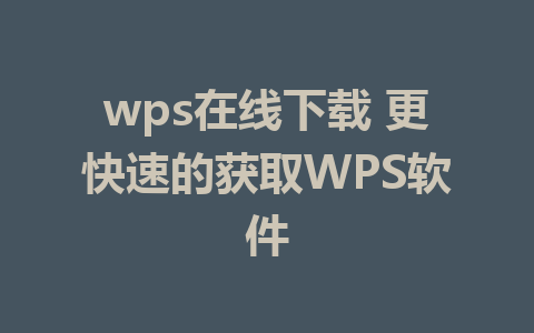 wps在线下载 更快速的获取WPS软件